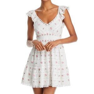 LoveShackFancy White and Pink Mini Dress Size Small